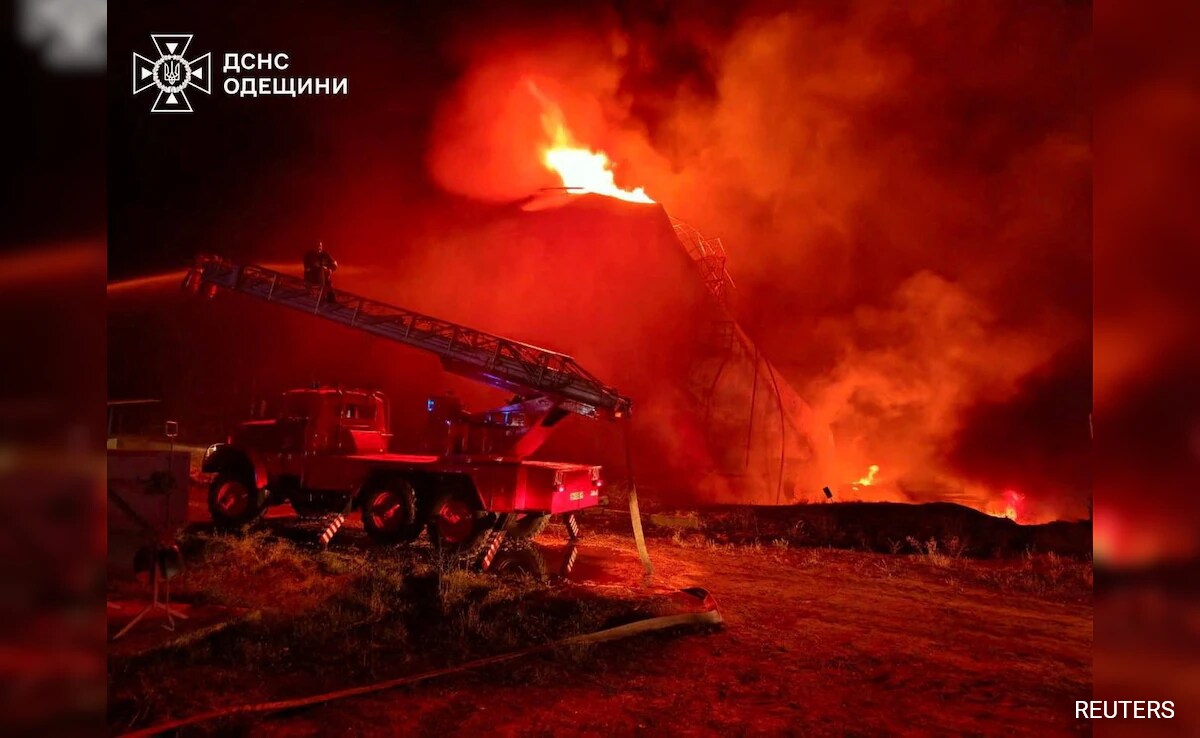 Fire Erupts at Industrial Site in Russia After Drone Strike