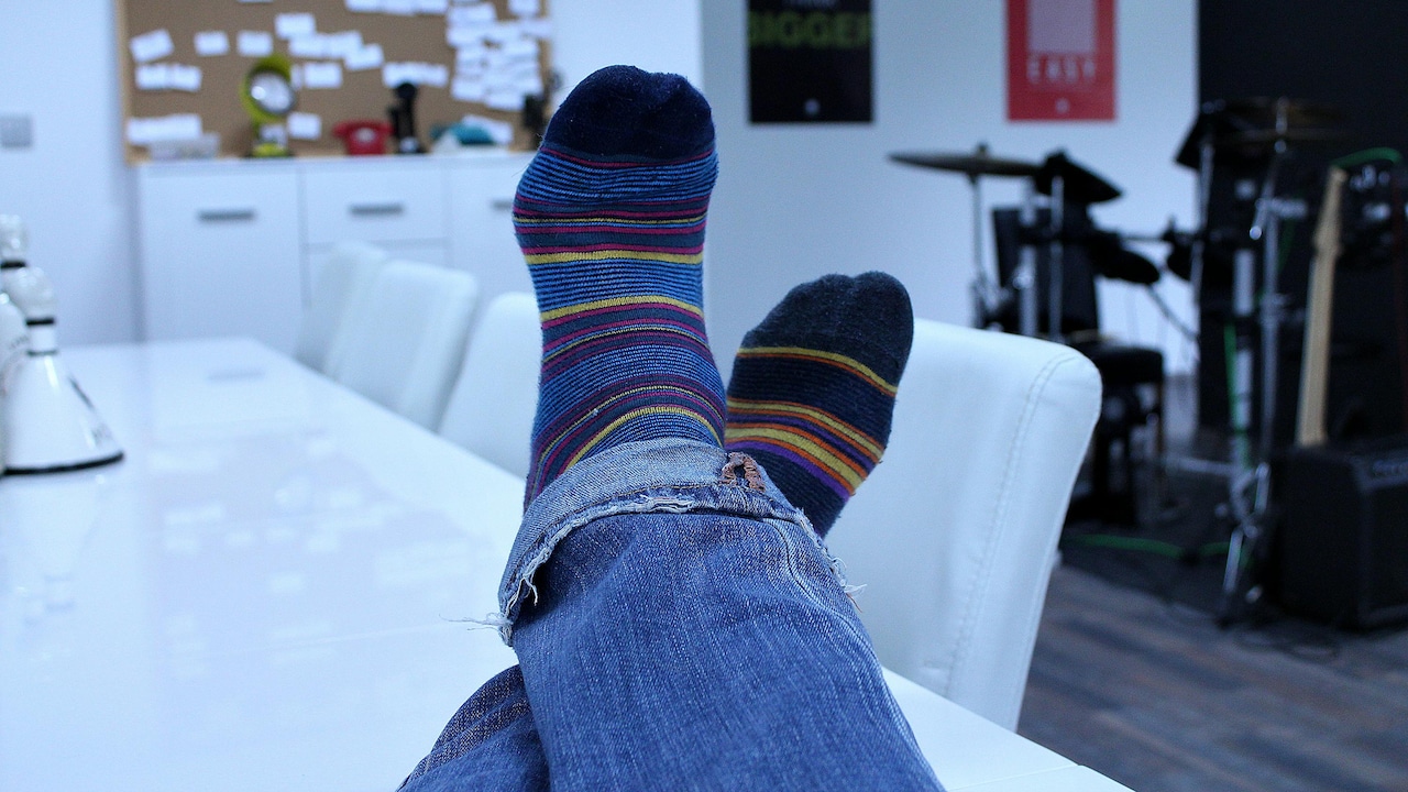 Pay attention to the colours when pairing socks with an outfit