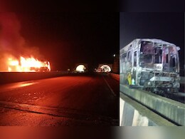 Bus Fire : कोकणात जाणाऱ्या गणेशभक्तांच्या लक्झरी बसला भीषण आग, मोठा आवाज झाला अन् बस धडाधडा पेटली