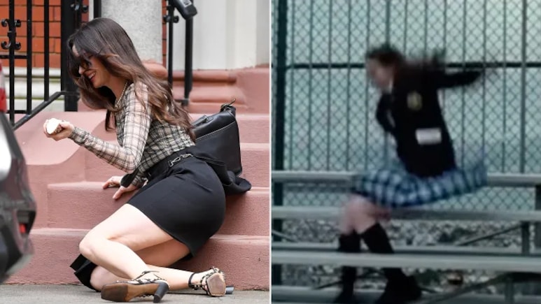Anne Hathaway's LOL Reaction To Her Accidental Fall On <i>Devil Wears Prada 2</i> Set. Watch