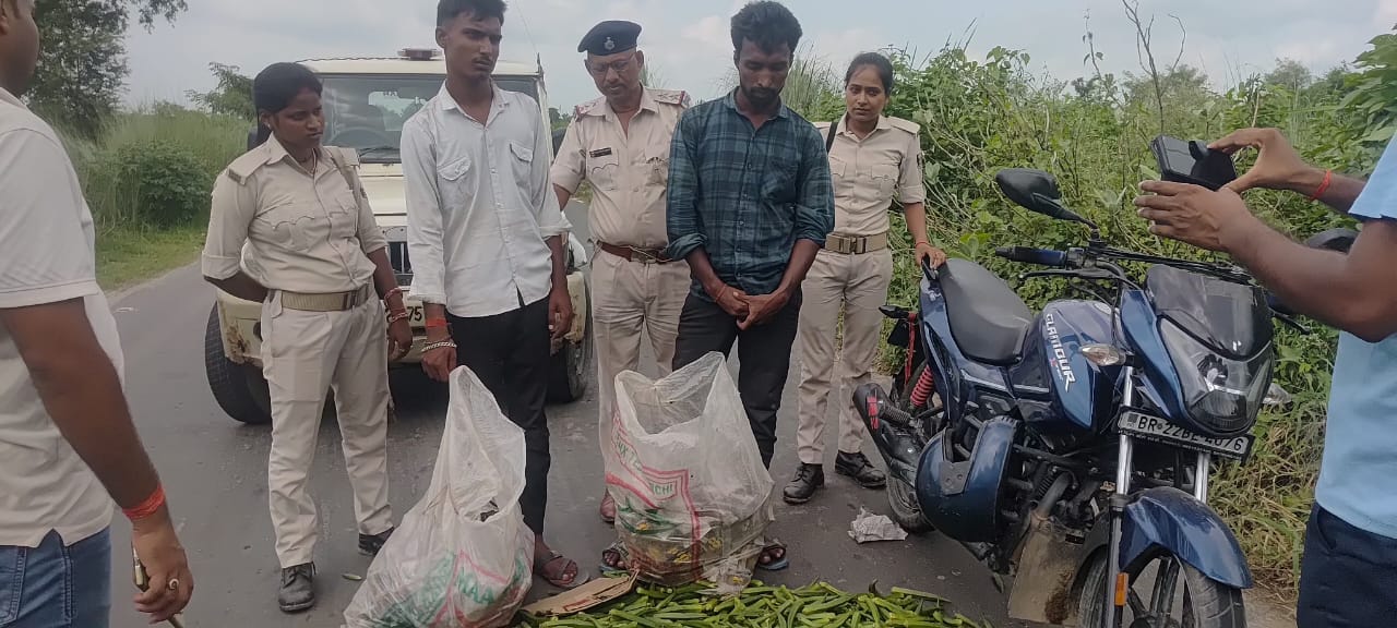 बिहार के बगहा में शराब तस्करी का अनोखा तरीका, सब्जी के बोरे में छिपा रखी थी बोतलें, पुलिस ने दो को दबोचा