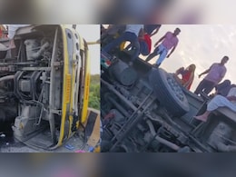 ब्यावर-जोधपुर हाईवे पर टायर फटने से पलटी बस, 30 से ज्यादा घायल; महिला और बच्चे का हाथ कटा ब्यावर-जोधपुर हाईवे पर टायर फटने से पलटी बस, 30 से ज्यादा घायल; महिला और बच्चे का हाथ कटा