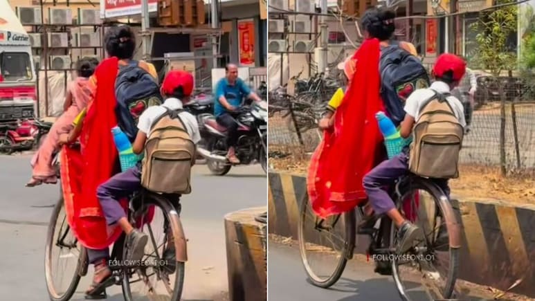 तपती धूप में साइकिल पर बच्चों को स्कूल ले जाती दिखी मां, Video देख बोले यूजर्स, दुनिया की सबसे बड़ी योद्धा... तपती धूप में साइकिल पर बच्चों को स्कूल ले जाती दिखी मां, Video देख बोले यूजर्स, दुनिया की सबसे बड़ी योद्धा...