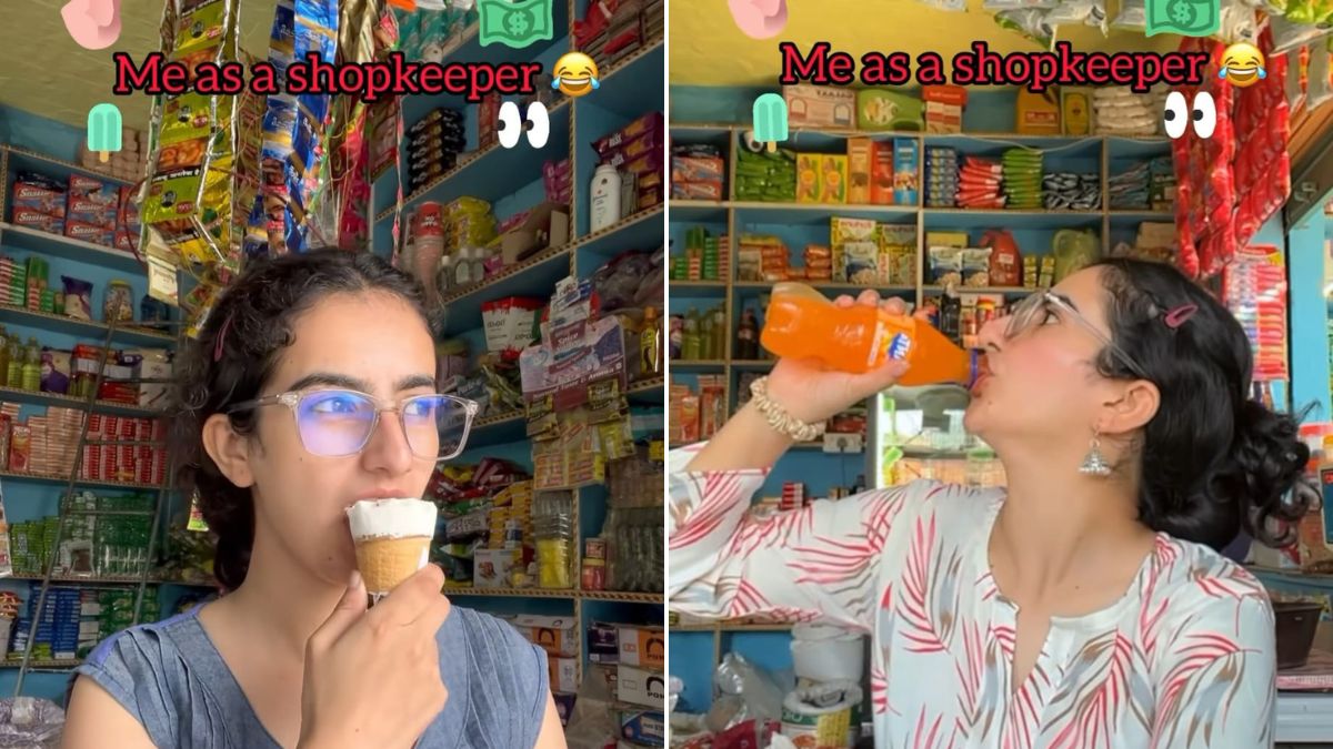 "Living Childhood Dream": Internet Reacts To Woman Eating Snacks From Her Own <i>Kirana</i> Shop