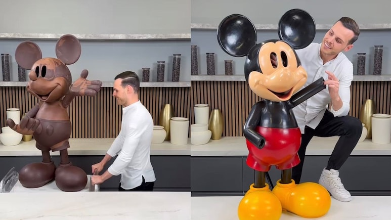 Watch: Pastry Chef's Life-Sized Mickey Mouse Chocolate Sculpture Wows The Internet Watch: Pastry Chef's Life-Sized Mickey Mouse Chocolate Sculpture Wows The Internet