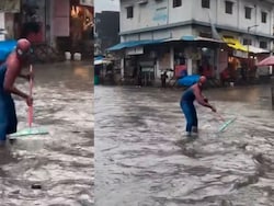 Watch: Mumbai&#039;s &#039;Spider-Man&#039; Swings Into Action To Clear Waterlogging With Toilet Wiper in Hand
