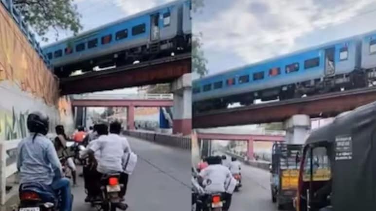 पुल के ऊपर ट्रेन, नीचे सड़क खाली, कोई सिग्नल नहीं…फिर भी रुक गए बाइक सवार? वजह जान छूट जाएगी हंसी