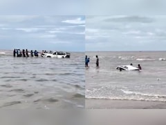 Tourists' Car Nearly Swept Away On Maharashtra Beach, Rescued By Locals