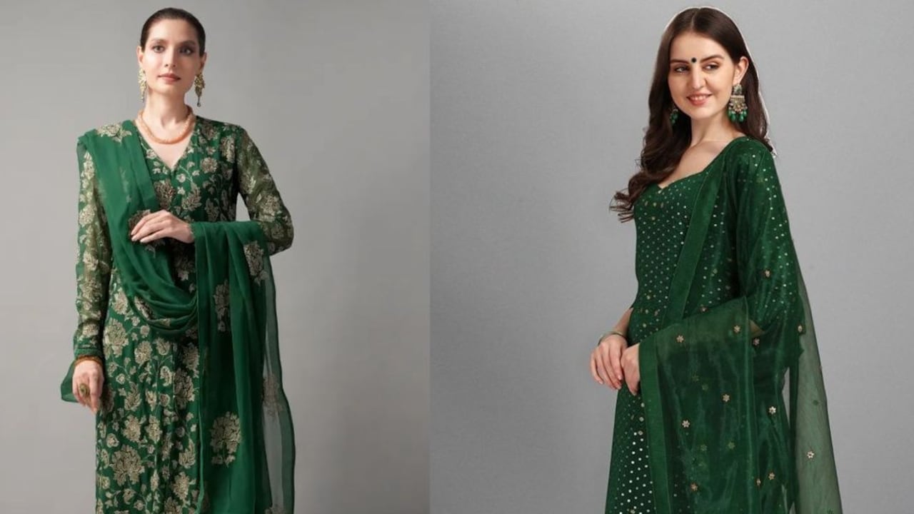 Shine in an ethnic peacock green kurta for women on the 8th day of Navratri