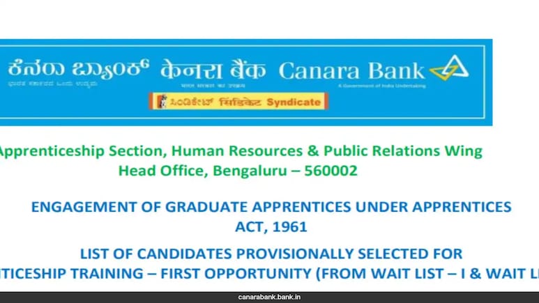 Canara Bank Invites Applications For 3,500 Apprentice Positions, Check Details Canara Bank Invites Applications For 3,500 Apprentice Positions, Check Details