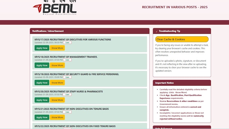 BEML में निकली सिक्योरिटी गार्ड से लेकर स्टाफ नर्स तक के लिए भर्ती, यहां जानिए सारी डिटेल