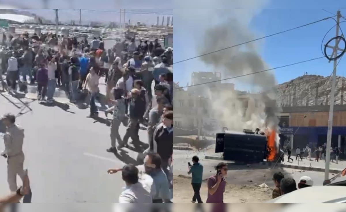 Statehood Protesters Clash With Cops In Ladakh, Police Vehicle Burnt Down