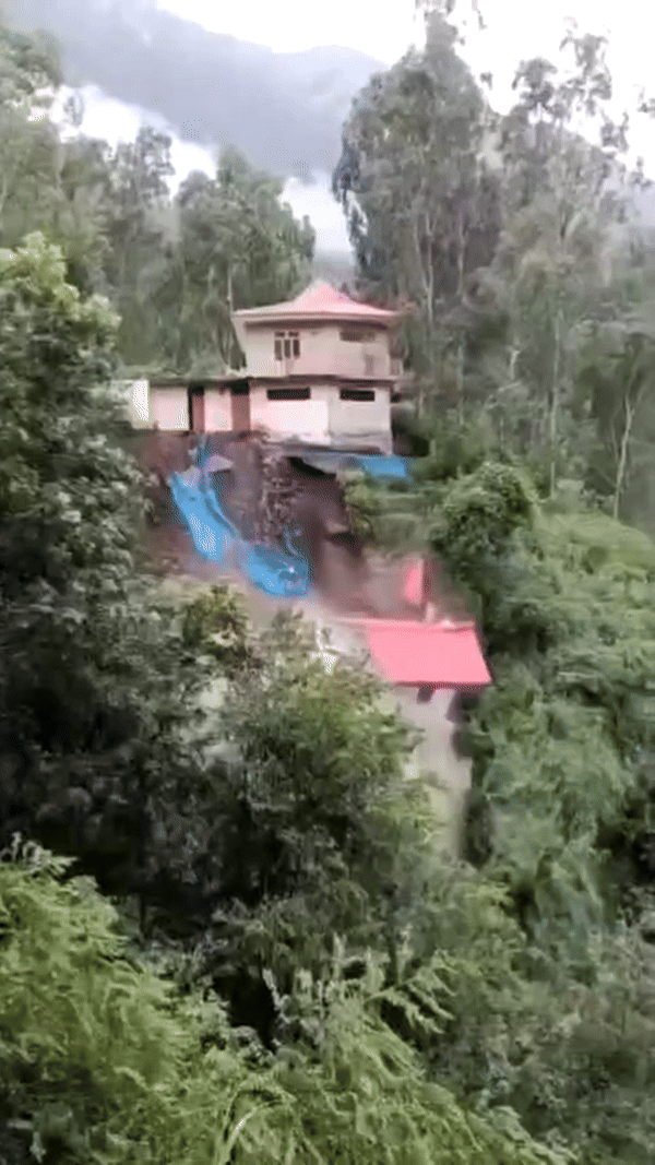 शिमला में ताश के पत्तों की तरह ढह गया मंदिर, देखें लैंडस्लाइड का डरा देने वाला वीडियो