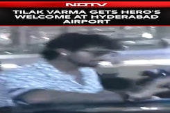 Rousing Welcome For India Star Tilak Varma At Hyderabad Airport Rousing Welcome For India Star Tilak Varma At Hyderabad Airport