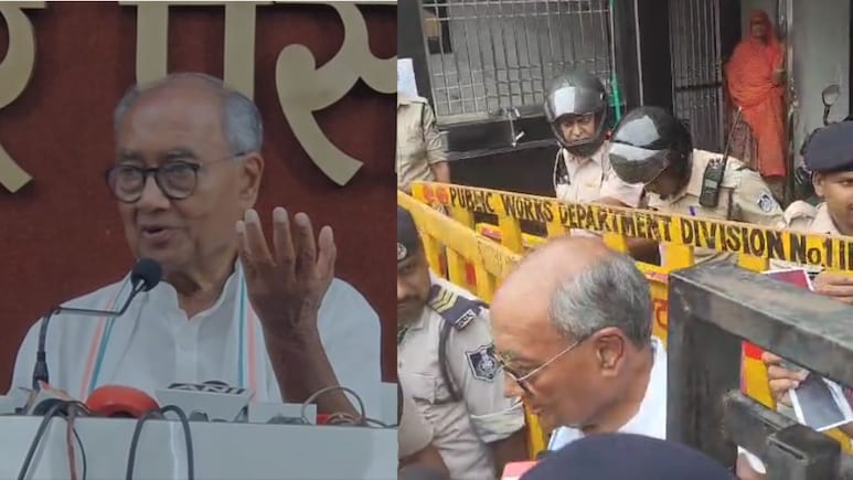 Shitala Mata Market में बढ़ते सांप्रदायिकता के बीच इंदौर पहुंचे दिग्विजय सिंह, पुलिस ने रास्ते में ही रोका
