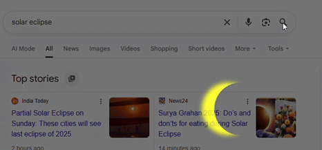 अरे गजब! Google पर अभी से लग गया सूर्य ग्रहण, स्क्रीन पर दिख रहा ये कमाल का जादू