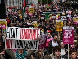 Pics: Thousands Gather For Anti-Immigration March, Counter Protest In London