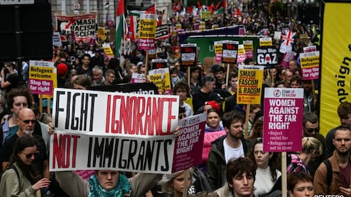 Pics: Thousands Gather For Anti-Immigration March, Counter Protest In London
