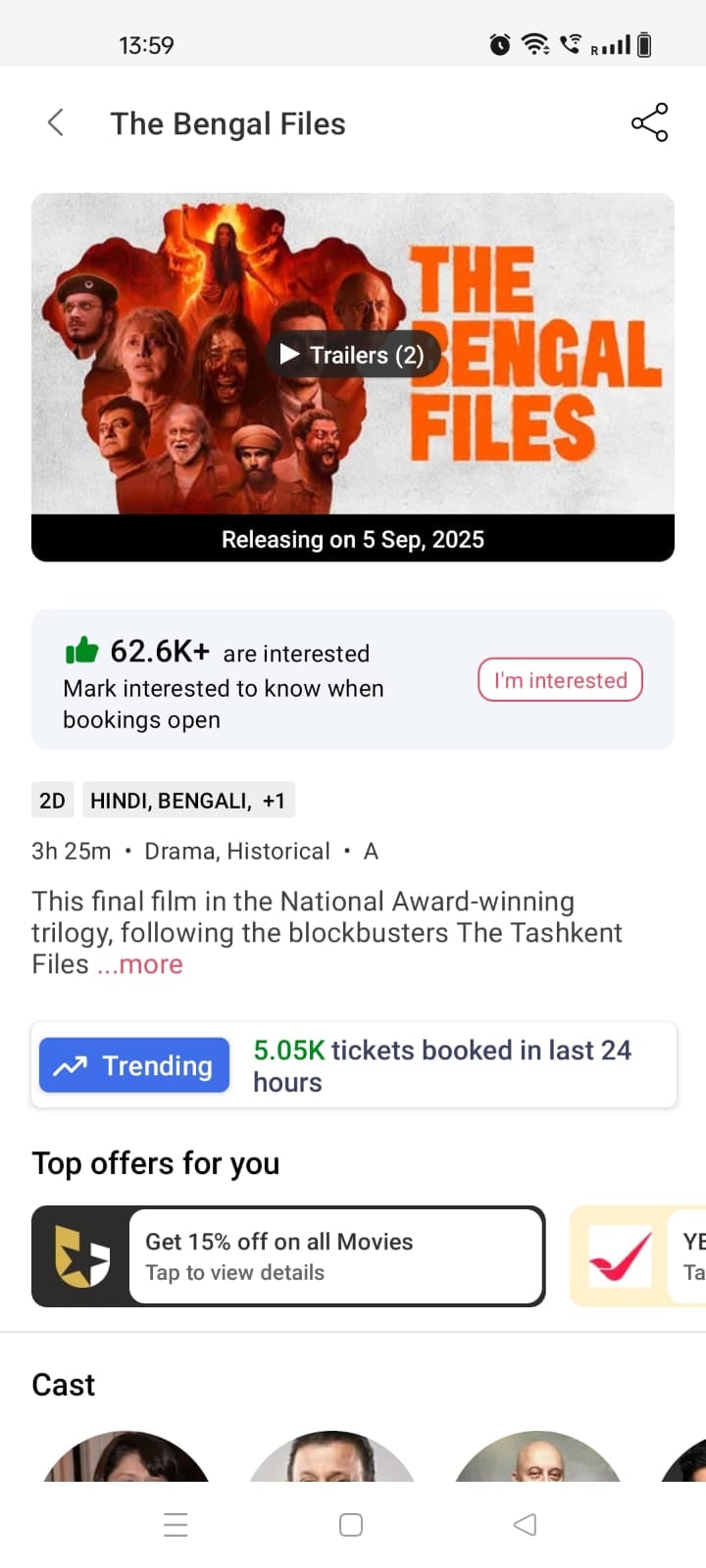 On BookMyShow, the film is not available for bookings On BookMyShow, the film is not available for bookings