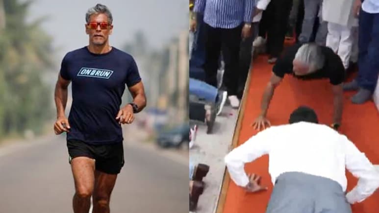 Milind Soman And BJYM President Tejasvi Surya Participate In Push-Up Challenge During Namo Yuva Run Campaign, Video Viral Milind Soman And BJYM President Tejasvi Surya Participate In Push-Up Challenge During Namo Yuva Run Campaign, Video Viral