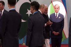 Pakistan PM Shahbaz Sharif  Watches As PM Modi, Vladimir Putin Walk Past At SCO Summit Pakistan PM Shahbaz Sharif  Watches As PM Modi, Vladimir Putin Walk Past At SCO Summit