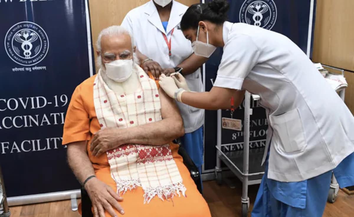 PM Modi, getting his second dose of COVID-19 vaccine PM Modi, getting his second dose of COVID-19 vaccine