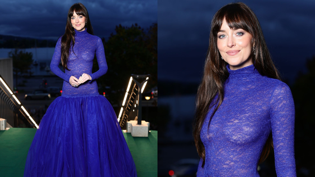 Dakota Johsnon Owns The Naked Dress Trend Again In A Sheer Gucci Gown
