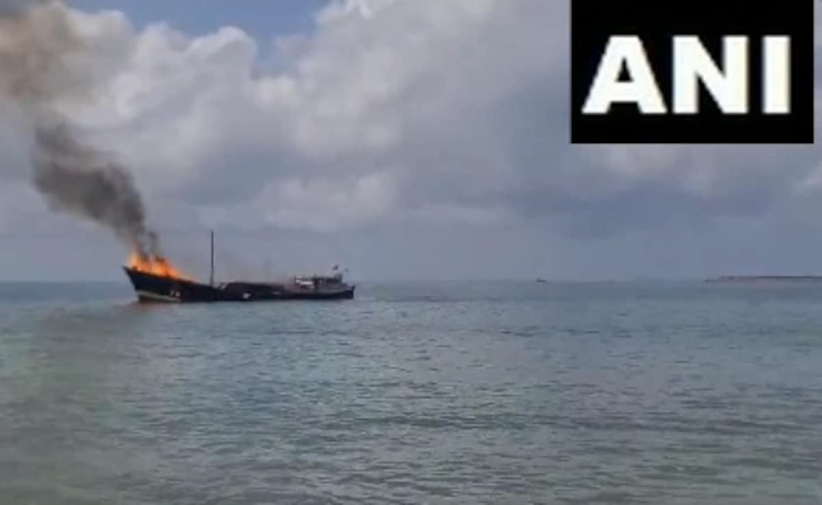 Video: Somalia-Bound Ship Catches Fire At Gujarat's Porbandar