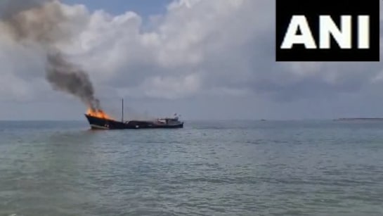 Video: Somalia-Bound Ship Catches Fire At Gujarat