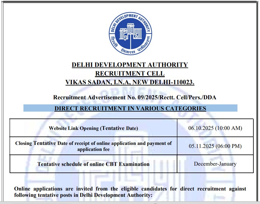 दिल्ली में सरकारी नौकरी का शानदार मौका- DDA में निकली बंपर भर्तियां, ऐसे करें अप्लाई