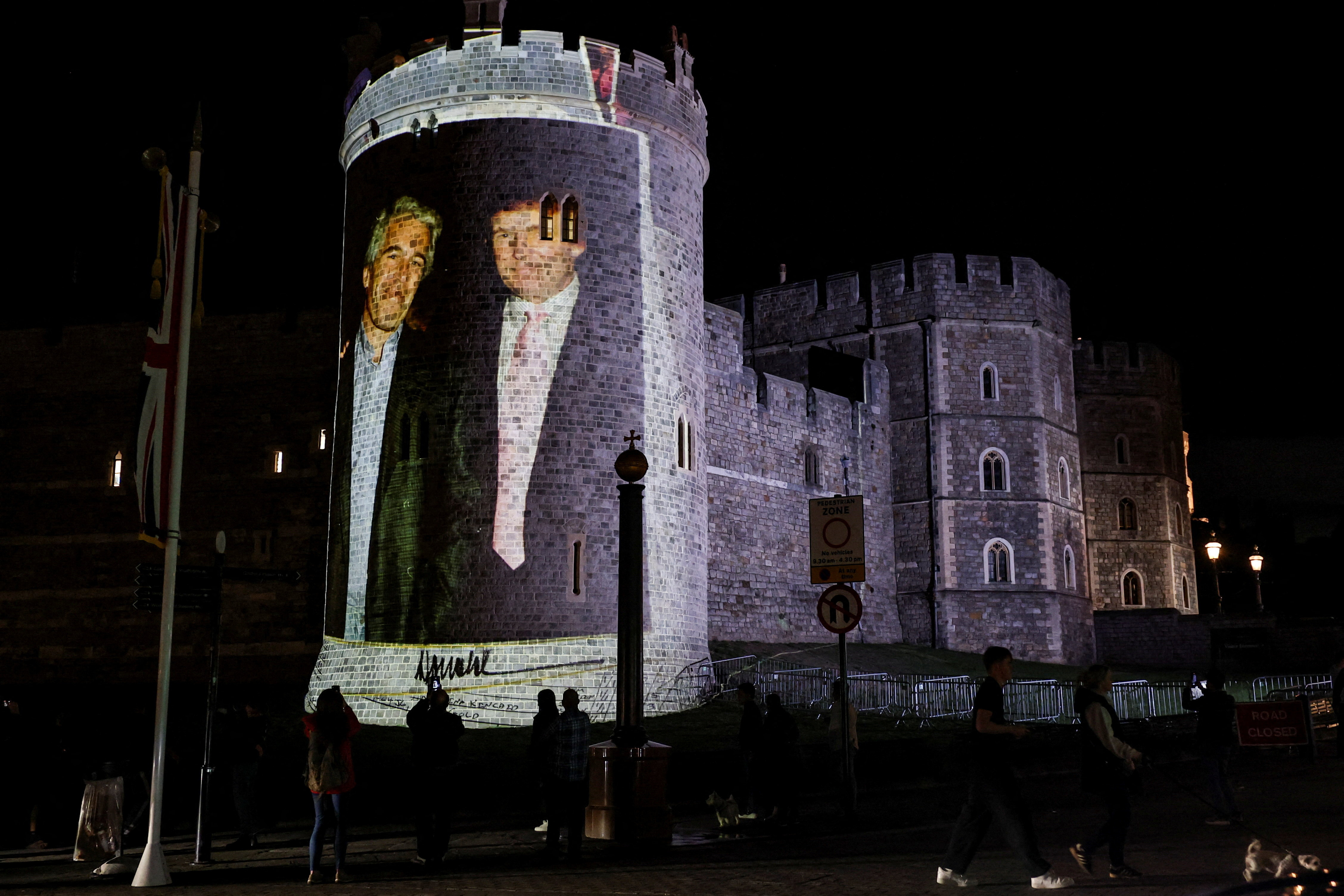 Trump-Epstein Images Projected At UK Castle Amid President's Visit