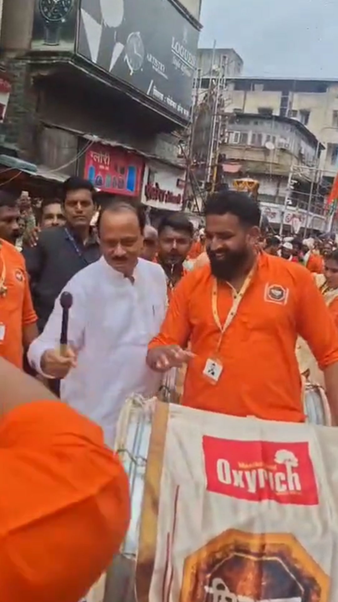Watch: Ajit Pawar Plays Dhol During Ganpati Visarjan