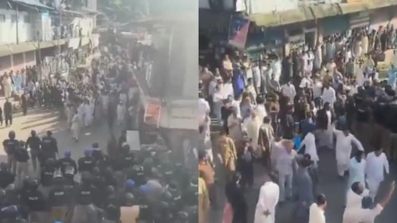 पाक के कब्‍जे वाले कश्‍मीर में सेना, सरकार से गुस्‍साए लोगों ने नदी में फेंक कंटेनर, देखें वीडियो
