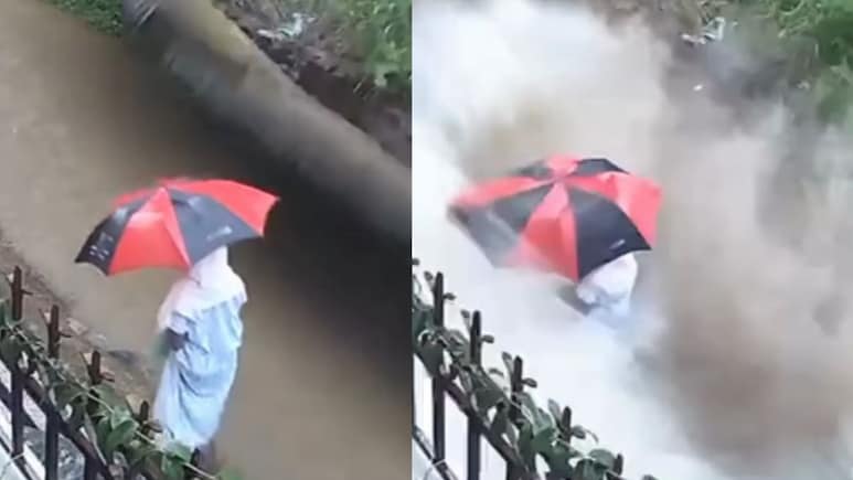 VIDEO: नशीब काय असतं, एकदा बघा! भिंत कोसळली अन् महिला थोडक्यात बचावली