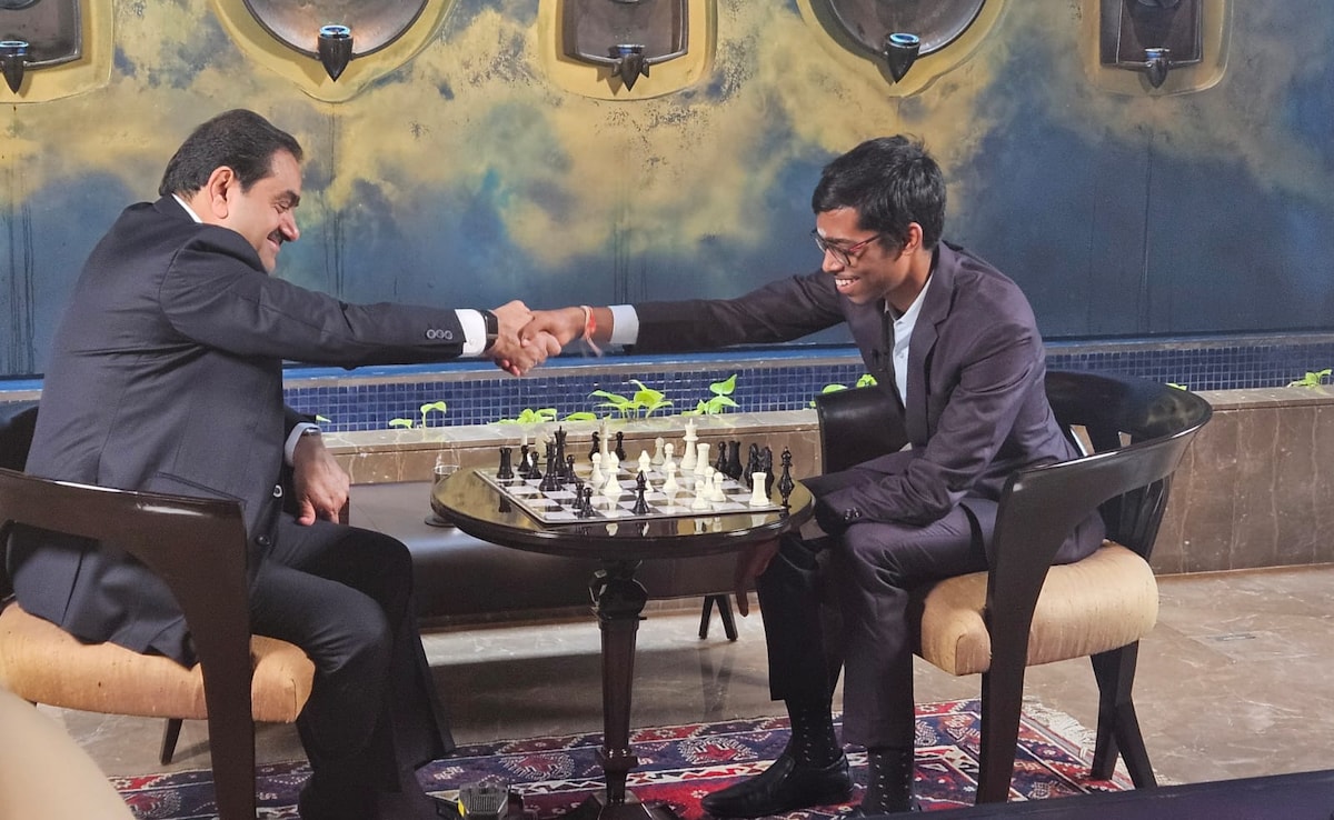 R Praggnanandhaa Plays A Game Of Chess With Adani Group Chairperson Gautam Adani