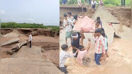 Rajasthan: 2 करोड़ रुपए की पुलिया पहली बरसात में ही बह गई, बीमार मरीज को चारपाई ले गए ग्रामीण