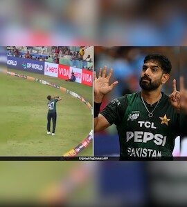 IND vs PAK: 6-0… हारिस रऊफ ने फैन्स की तरफ देखकर किया ऐसा इशारा, भारत-पाक  मैच में मचा बवाल | Haris Rauf Stoops to Unprecedented Low, Mocks India With  Jet-Down Gesture Over