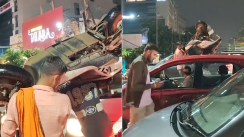 Watch: Gurugram Man Lifts Scooter Over Head To Beat Traffic Jam