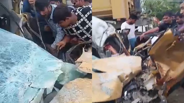 ग्रेटर नोएडा में कार ने ट्रक को पीछे से मारी टक्‍कर, कार की हालत देख दहल जाएंगे आप, छात्रा की मौत