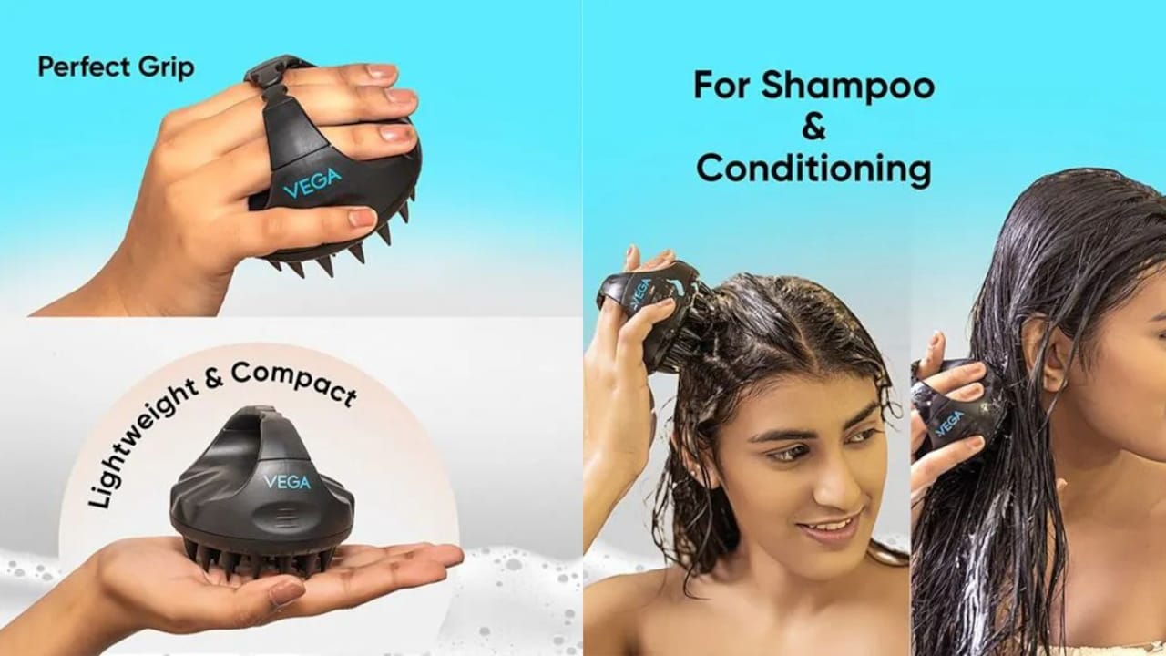 Explore differences between using fingers and shampoo brush on hair