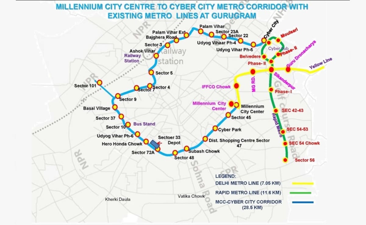 gurugram metro route gurugram metro route