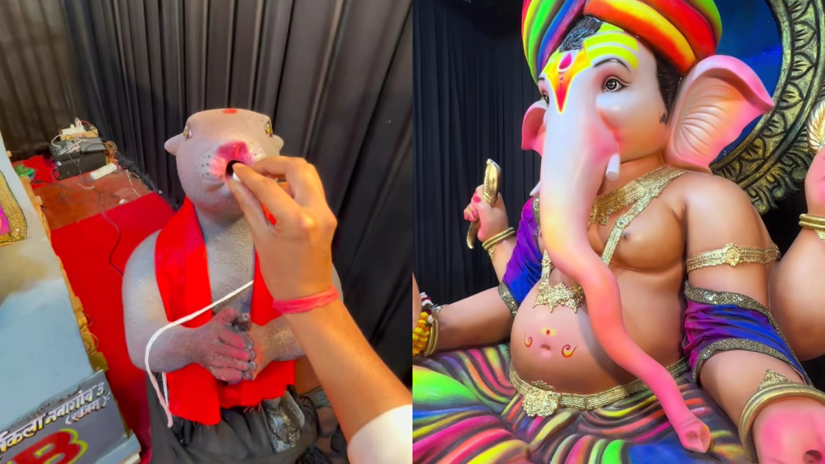 <i>"Laddoo Waale Bappa"</i> - This Ganpati Idol In Raipur 'Hands Out' Sweets To Devotees