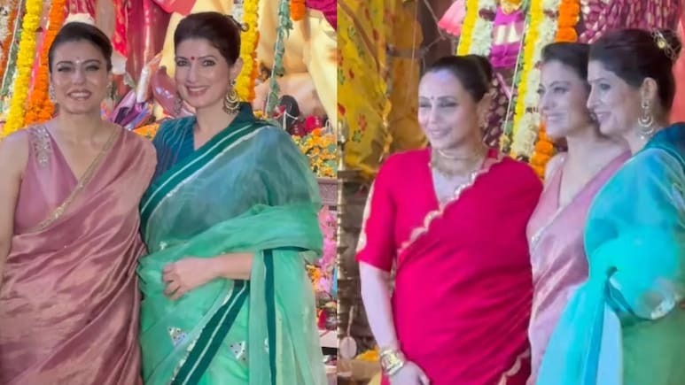 Video: <i>Two Much</i> Co-Hosts Kajol And Twinkle Celebrate Durga Puja, Rani Mukerji Joins
