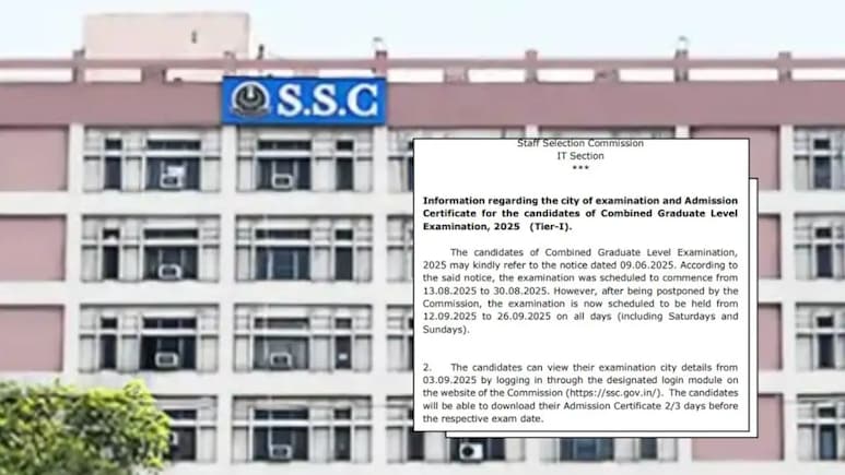 SSC CGL Tier 1 Exam 2025 New Dates, City Slip Released: Here's All You Need To Know SSC CGL Tier 1 Exam 2025 New Dates, City Slip Released: Here's All You Need To Know