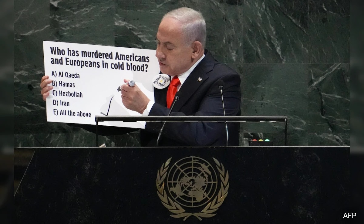 UAE Meets Netanyahu, Skips Mass Walkout In UN During His Speech As Gaza Burns