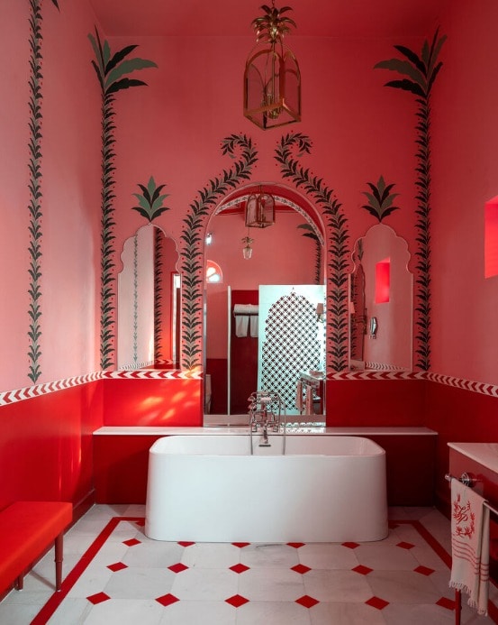 Villa Palladio is known for its striking scarlet. Photo: Hotel website Villa Palladio is known for its striking scarlet. Photo: Hotel website