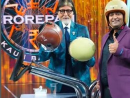 <i>Kaun Banega Crorepati 17</i>: Amitabh Bachchan Receives Two Helmets From Raghvendra Kumar AKA "Helmet Man of India"