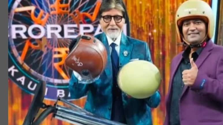 <i>Kaun Banega Crorepati 17</i>: Amitabh Bachchan Receives Two Helmets From Raghvendra Kumar AKA "Helmet Man of India"