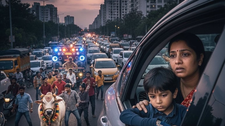 Pune Traffic: पुण्यात बैलपोळा मिरवणुकीमुळे 9 वर्षांच्या मुलाचा जीव टांगणीला; 'आई'ने मांडला थरारक अनुभव... Pune Traffic: पुण्यात बैलपोळा मिरवणुकीमुळे 9 वर्षांच्या मुलाचा जीव टांगणीला; 'आई'ने मांडला थरारक अनुभव...