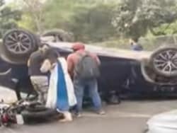 Video: After Accident, Accused Driver Pulled Out Of Overturned BMW